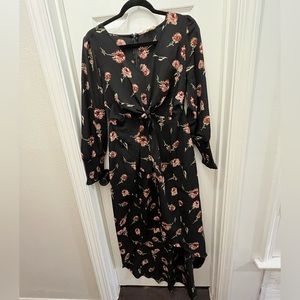 Black Floral Asymmetrical Dress NWT